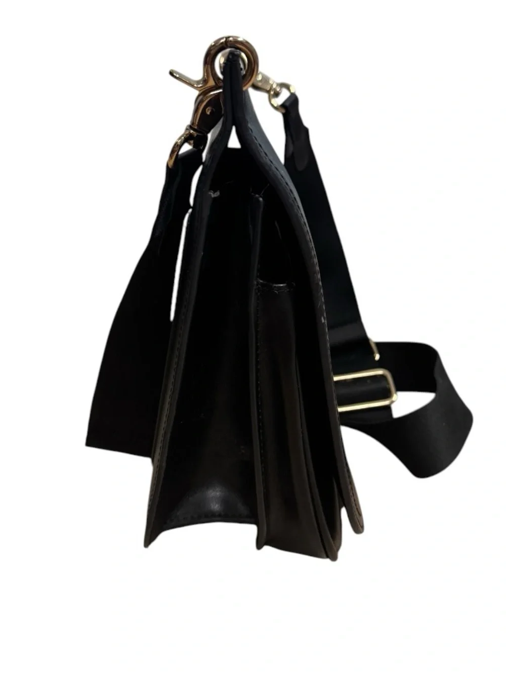 Urban Outfitters Black Faux Leather Front Flap Crossbody Shoulder Bag - Picture 2 of 10